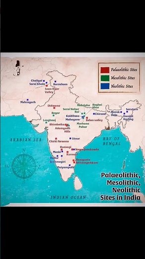 Map Paleolithic Mesolithic Neolithic Sites 🇮🇳 | #maps #geography