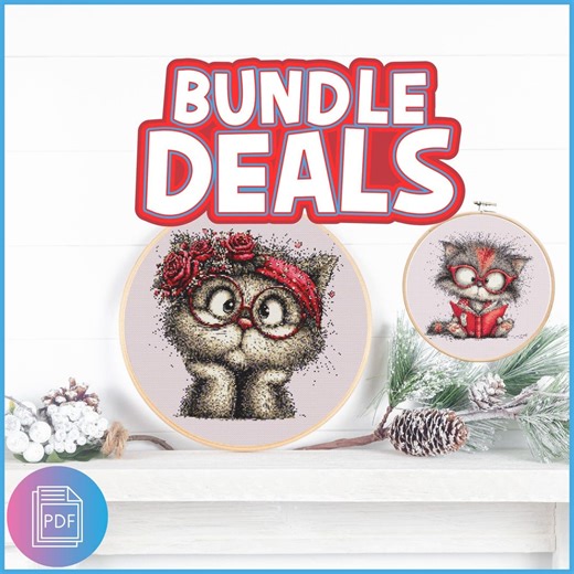 Nerd Cat Cross Stitch Pattern PDF, Reading Kitten With Red Glasses, Funny Cat Lover Gift, Modern Animal Embroidery, Instant Download Chart - Etsy