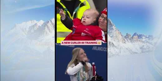‘Curling Baby’ steals the show from Olympian parents