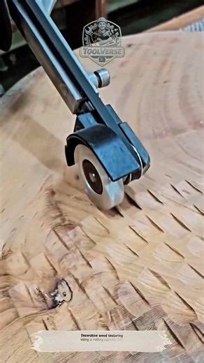 Craftsman Creates Decorative Texture Patterns on Wood Using a Specialized Rolling Carving Tool