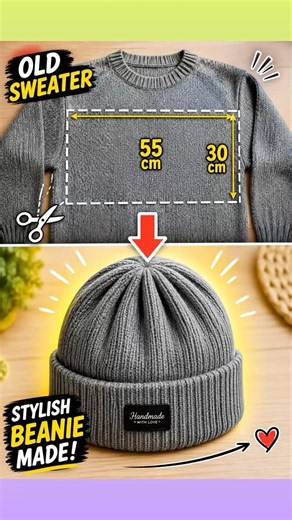 Amazing DIY Beanie Hat from Old Sweater |EasySewing Hack #easysewing #sewing #homehacks #sewinglove