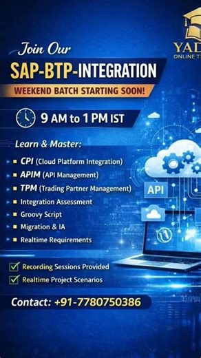 SAP-BTP-INTEGRATION weekend batch starting soon