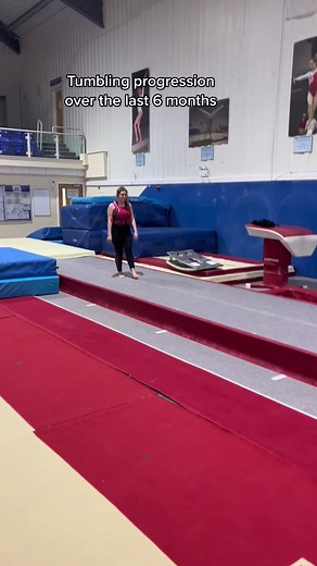 Tumbling Progression: Adult Gymnast Training in Sparkly Leotard