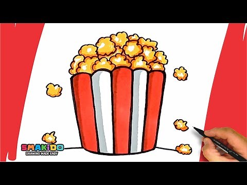 How To Draw a Popcorn For Kids | Easy Popcorn Drawing and Coloring Tutorial Step-by-Step