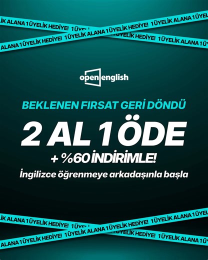 İngilizcenin yeri, zamanı YOK! ☀️ ` indirime ek 2 AL 1 ÖDE fırsatıyla kaydol, 7/24 İngilizce pratiklere başla! | Open English