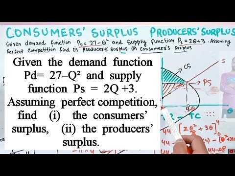 Consumers' Surplus Producers' Surplus from given Demand and Supply functions