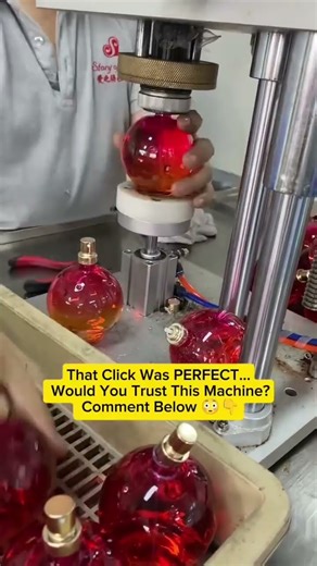 This Perfume Cap Machine Snaps PERFECTLY Every Time… Factory ASMR 😳✨ #asmr #factory #shorts