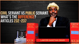 What Is the Difference Between a Civil Servant and a Public Servant? Articles 232–237 Explained In this Court Helicopter Explainer episode, Wakili Danstan Omari breaks down Chapter Thirteen of the Constitution of Kenya, explaining who qualifies as a public servant and the constitutional values guiding public service. The episode covers ethics, accountability, public participation, fair recruitment, diversity, and the roles of key institutions such as the Public Service Commission, County Public 