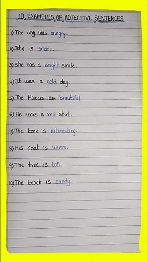 Examples Of Adjective Sentences|10 Examples Of Adjective Sentences|Simple Examples Of Adjectives