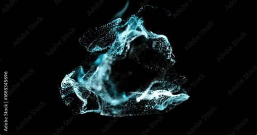 Composition of exploding human bust head and blue binary coding