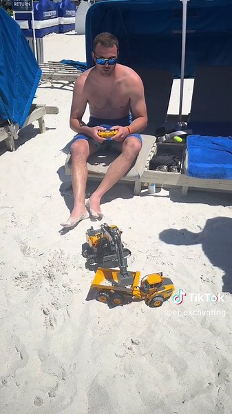 Even on vacation, EJ Excavating is practicing with the remote controlled excavator! #excavator #excavation #excavationlife #bluecollarjobs #StPeteBeach