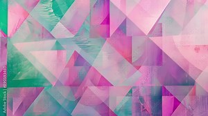 A geometric patterned wallpaper in neon shades of pink purple and green highly popular in the early 2000s.