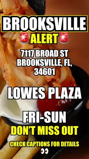 🚨BROOKSVILLE🚨 📆FRIDAY - SUNDAY 1/23–1/25 ⏰️10:30am - UNTIL SELL OUT (11AM Friday) 📍7117 Broad St Brooksville, FL 34601 (LOWE’S PARKING LOT) OPEN TO THE PUBLIC! Try our Philly Cheese Steak 🧀🥩, Super Hibachi, Seafood Deluxe 🦐🦞, Soul Food EggRolls, and MANY OTHER LOADED SIGNATURE EGGROLLS! Don’t forget that Bangin’ Strawberry 🍓 Lemonade 🍋 & World Famous Desserts! Come ROLL WITH US!