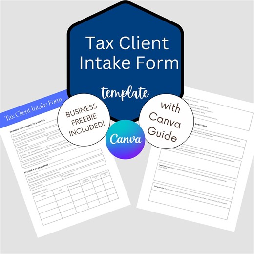 Tax Client Intake Form Canva Template | Accounting Client Questionnaire | Bookkeeping Intake Form | CPA Tax Prep Form | Editable Client Form - Etsy Canada