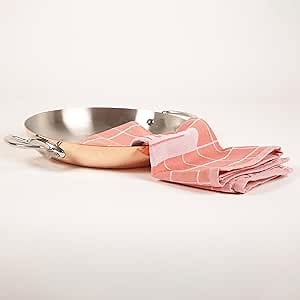 Mauviel M'Heritage 150 S Copper Round Pan With Cast Stainless Steel Handles & Kitchen Towel Set, 10.2-in, Made In France