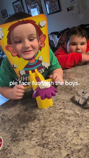 had fun with the boys doing pie face. they absolutely loved it | Face Pie