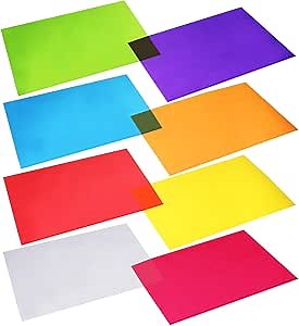 Outus 104 Pieces Cellophane Sheets Cellophane Wrap Paper Color Cello Sheets for Gel Light Filter DIY Arts Crafts Decoration Plastic Sheet(11 x 8.5 Inch,Multicolor)