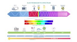 Electromagnetic Spectrum. Moving banner or infographic with wave...