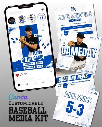 Baseball Social Media Templates | Canva Team Graphics (digital Download) - Etsy