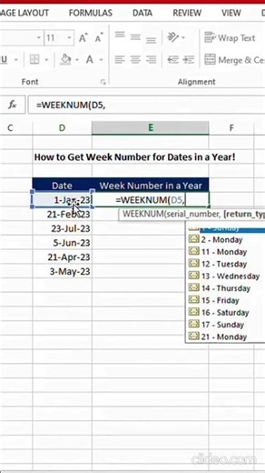 #zunairaexcellab Calculating Week Number from Dates in Excel! | Weeknum Formula In Excel
