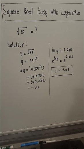 Square Root Easy With Logarithm @ProfDavidJDelosReyes #squareroot #naturallog
