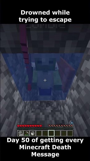 Day 50 of getting every Minecraft Death Message (Drowned while trying to escape)