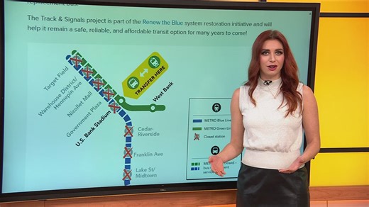Replacement buses will run between Blue and Green Line stops in downtown Minneapolis while the construction is underway. | KARE 11