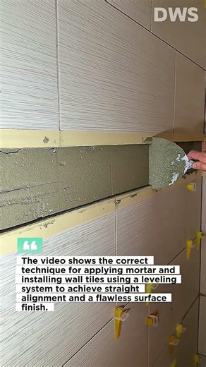 Professional Wall Tile Installation | Perfect Leveling and Smooth Mortar Finish