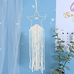 Dream Catcher|Star Dream Catcher, Handmade Macrame Wall Hanging Bohemian Dreamcatcher for Home Decor, Room Decor, Wall Décor, Ornament Craft Gift(Star)