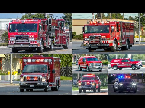 Anaheim Fire Dept. Truck 2, Station 6, Safety 1, & OCFA B11 Responding