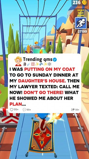 471K views · 8.2K reactions | I was putting on my coat to go to sunday dinner at my daughter's house. Then my lawyer texted: call me now! Don't go there! What he showed me about her plan. #redditstories #redditreadings #storytime | Trending qms | Facebook