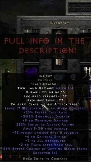 ✧Insight Runeword✧4 socket Polearms✧Infinite Mana✧D2R✧ #diablo2resurrected #ytshorts #shorts