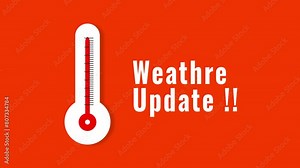 Thermometer temperature increase and decrease rising animation with weather update text