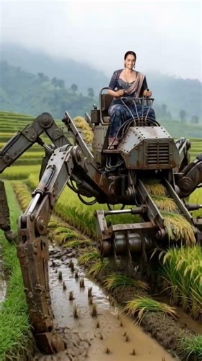 Mountain Rice Harvesting by Giant Spider Robot 😱 | Future Farming India