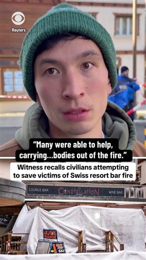 Dominic Dubois, a witness to the deadly bar fire at a Swiss resort on New Year's Eve that killed about 40 people, recalled seeing civilians and surrounding businesses, like Bar 1900, help victims. "Many were able to help, carrying...bodies out of the fire," Dubois said. "The main, I think, problem was the temperature shock from the heat inside to the cold outside. So one of the priorities was to get everyone warm. I mean, I'm talking the curtains of the restaurant were used." | CBS News