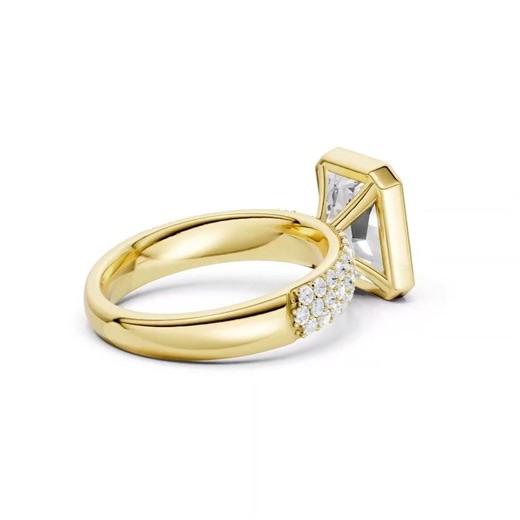 3 1/2ctw Radiant Lab Grown Diamond 14k Yellow Gold Bezel-Set Engagement Ring