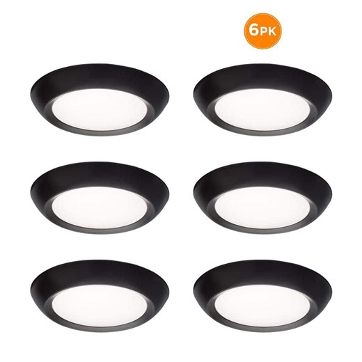 Reviews for Commercial Electric 6-Pack 6 in. LED Surface Mount Downlight Flush Mount Disk Light, 600-900-1200LM, Selectable CCT 2700K-5000K, Black | Pg 4 - The Home Depot