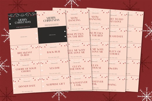 Printable Christmas Coupon Book, Editable Love Coupons for Her (PDF) - Etsy