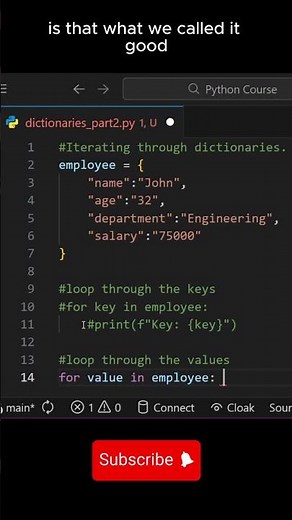 Loop through python dictionaries using the keys. #pythoncourse #pythonforbeginners
