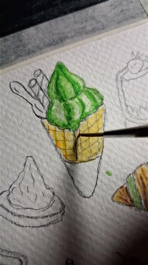ระบายสีซอฟต์ไอศกรีมชาเขียว! น่ากินสุด ๆ #art #painting