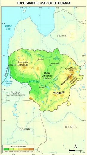Lithuania Topographic Map.