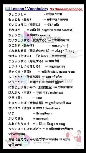 N3 vocabulary || minna no nihongo N3 lesson 1 vocabulary #education #grammarcourse