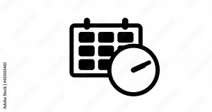 A 4K illustration of calendar and deadline icons in outline design, animated on a white background, appointment concept