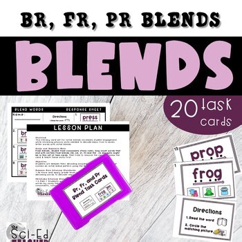 ELA First Grade FR PR BR Blends CCVC Word List Printable Task Cards