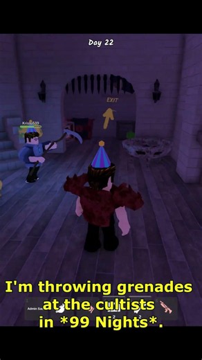 Throwing a Grenade at Cultists in 99 Nights in the Forest 1