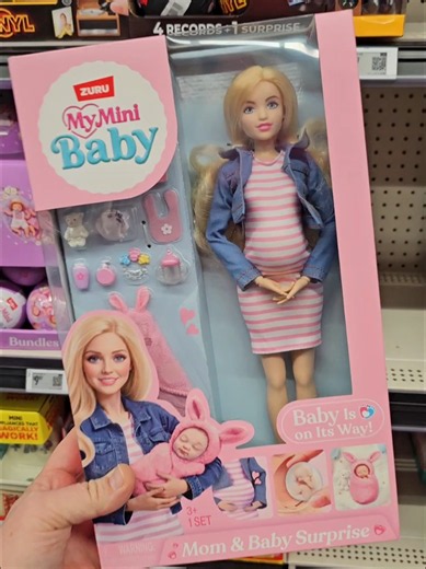NEW My Mini Mom & Baby Surprise at Walmart! The pregnant mom doll with a newborn baby & baby accessories. By @zurutoys @My Mini #toys #zuru #barbie #momandbaby #fyp