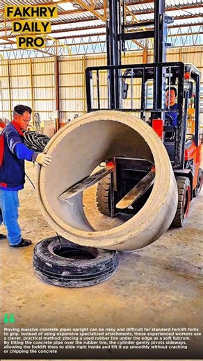 Genius Forklift Trick: How to Move Massive Concrete Pipes Effortlessly! 🚜 #ideas #smart #engineering
