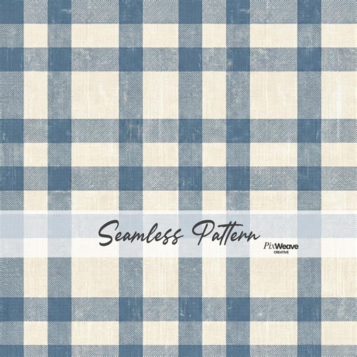 Blue Gingham Seamless Pattern, Vintage Farmhouse Check Fabric Texture, Cottagecore Digital Paper, Printable Wallpaper - Etsy