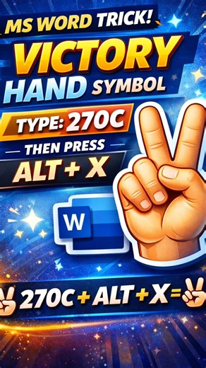 Create Victory Hand Symbol ✌ in MS Word | 270C Alt + X Shortcut