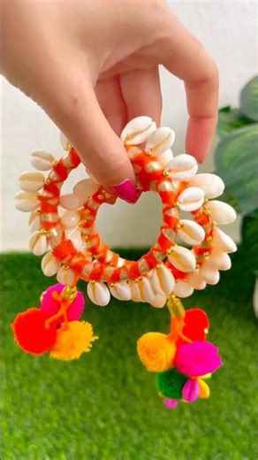 DIY Navratri Jewellery 3/9 | Cowrie Shell Bangles from Old Bangles Easy Festive Jewellery #navratri
